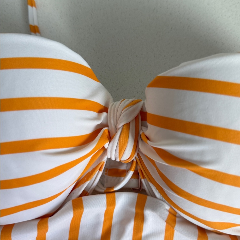 NEW, Shade & Shore Vibrant Orange and White Bikini Top